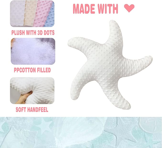 Marble Empire White Starfish Pillow for Couch and Bed, Coastal Decor Throw Pillow, Ocean Beach Theme Accent Pillow for Living Room