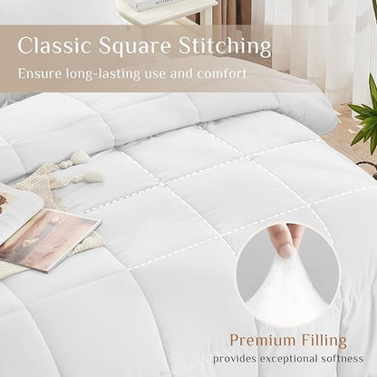 JOLLYVOGUE California King Comforter Set, Ultra-Soft Bed in a Bag Cal King Size 7 Pieces, Oeko-TEX Certified Bedding Set with Down Alternative Comforter, Sheets, Pillowcases & Shams, White