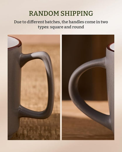 famiware Coffee Mugs Set of 4, Nebula 14oz Coffee Mugs, Ceramic Cup Set with Handle for Latte, Tea, Milk, Cappuccino, Cocoa, Dark Gray