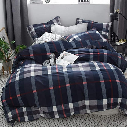 KAREVER Navy Plaid Comforter Set Cal King Multicolor Checkered Bedding Set Navy Blue Tartan Grid Comforter Women Striped Blanket Cal King Breathable