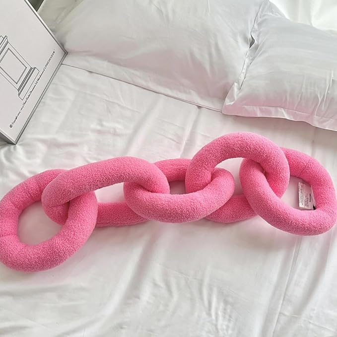 Long Chain Throw Pillow Knot Pillow，Knotted Chain Shape Cushion Dorm Room Decor Household Throw Knot Decorative Cushion for Bed Living Room (Pink)
