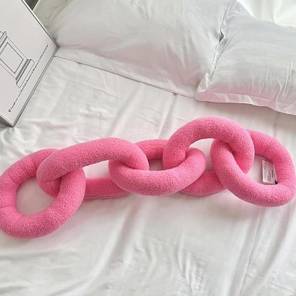 Long Chain Throw Pillow Knot Pillow，Knotted Chain Shape Cushion Dorm Room Decor Household Throw Knot Decorative Cushion for Bed Living Room (Pink)