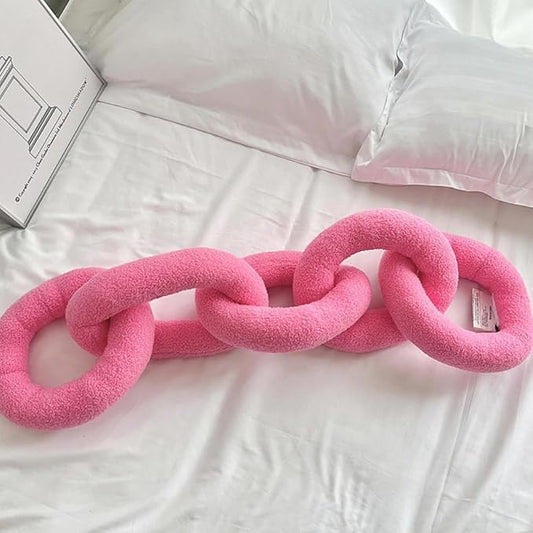 Long Chain Throw Pillow Knot Pillow，Knotted Chain Shape Cushion Dorm Room Decor Household Throw Knot Decorative Cushion for Bed Living Room (Pink)
