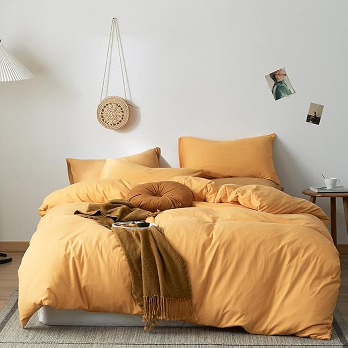 CLOTHKNOW Mustard Yellow California King Comforter Set 3Pcs Dark Yellow Bedding Comforter Sets All Season Soft Turmeric Comforter with 2 Pillow Cases