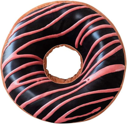 HYSEAS Round Throw Pillow 14 Inch Chocolate Pink Donut, 3D Digital Print Decorative Comfortable Soft Plush Funny Food Shaped Pillow Light Weight Seat Pad Cushion for Couch, Chair, Floor, Sofa