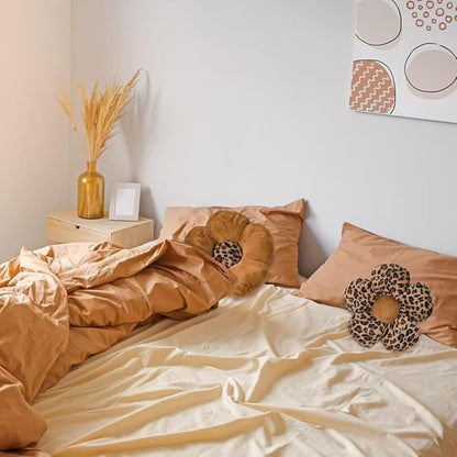 2Pcs Leopard Print Bow Throw Pillow Furry Bow Plush Pillows Cute Flower Plush Pillow Cheetah Home Decor Stuffed Bow Lumbar Pillow for Bed Couch Living Room Decor (Brown, 18.1in Bowknot)