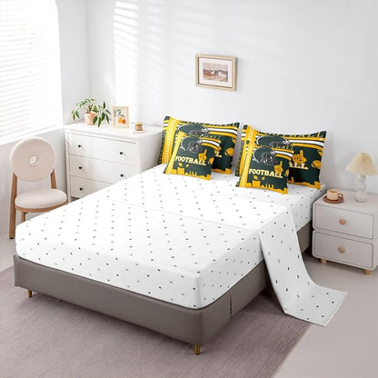 Feelyou Football 7 Pieces Comforter Sets Queen Size Kids Bedding Set Rugby Sports Football City Bed in a Bag with Comforter, Sheets, Pillowcases & Cushion Cover