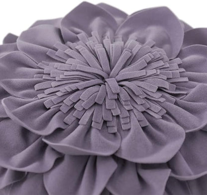 Decorative 3D Flower Throw Pillows with Insert Included Accent Round Pillow Handmade Cushion for Couch Bed Chair Living Room Home Decor 12 Inch Purple