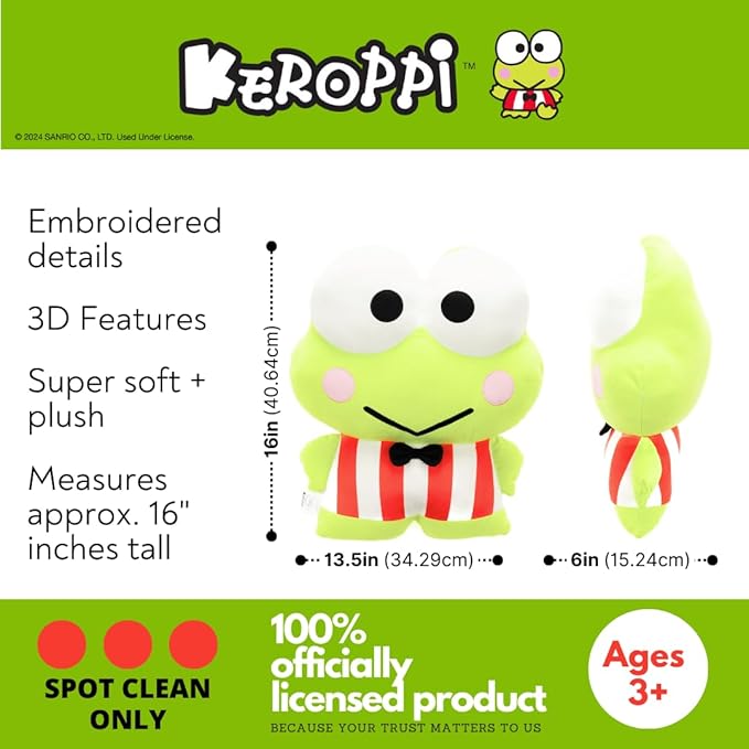 Collectibles Keroppi Bedding Super Soft Cozy Decorative Cuddle Pillow, (Officially Licensed Product) By Franco