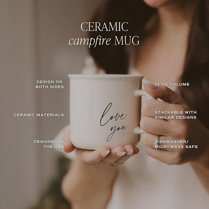 Sweet Water Decor Mama Campfire Mugs - 11oz Cute Coffee Mugs for Hot & Cold Drinks - Dishwasher & Microwave Safe - Ceramic Travel Mug - Ideal Tea and Espresso Mug