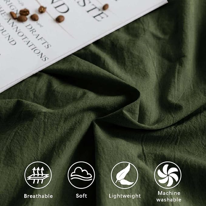 ETDIFFE Dark Green King Size Comforter, 3pc Soft Farmhouse Olive Bedding Set & Collection, Lightweight All Season Microfiber Down Alternative Bed Comforter with 2 Pillow Shams for Women Men