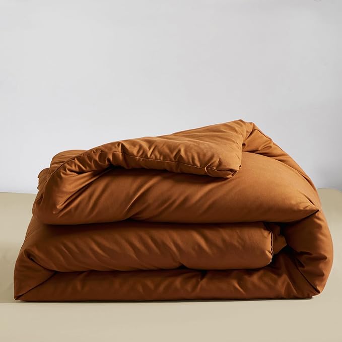 Cottonight Full Comforter Set Pumpkin Rust Bedding Set Terracotta Burnt Orange Blanket Quilts Cotton Solid Fashion Bedding Set for Women Men Full Bed