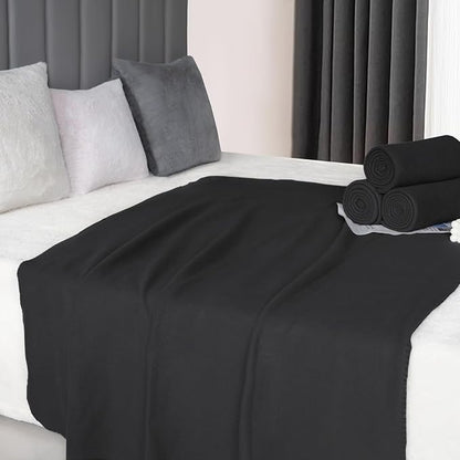 ZYFZCYBL Fleece Throw Blankets Lightweight Warm Soft Cozy Pet-Friendly Bulk Fleece Throw Blanket Solid for Home Bed, Sofa，Office,Gifts, Couch (Pack of 6-50 x 60 inch，Black)