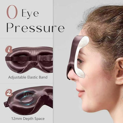 ZIMASILK Adjustable 22 Momme 100% Mulberry Silk Sleep Mask, Upgraded 3D Contoured Cup Eye Mask for Sleeping, Super Soft & Breathable Blindfold, Blackout for Deep Sleeping (Gray Purple)