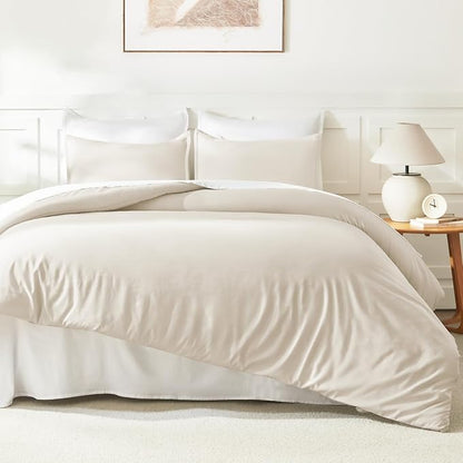 Litanika Comforter King Size Beige, 3 Pieces Lightweight Bedding Comforter Set, Down Alternative Comforter All Season Fluffy Bed Set Gift Choice