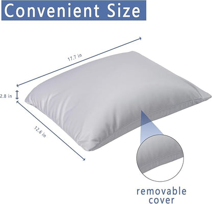 Microbead Throw Pillow Bedding Neck Pillows with Removable Cover, 16" x 12" Bed and Couch Decorative Pillow for Home Sofa Bedroom Fun Colors Support. Silky, Comfortable (Light Gray)
