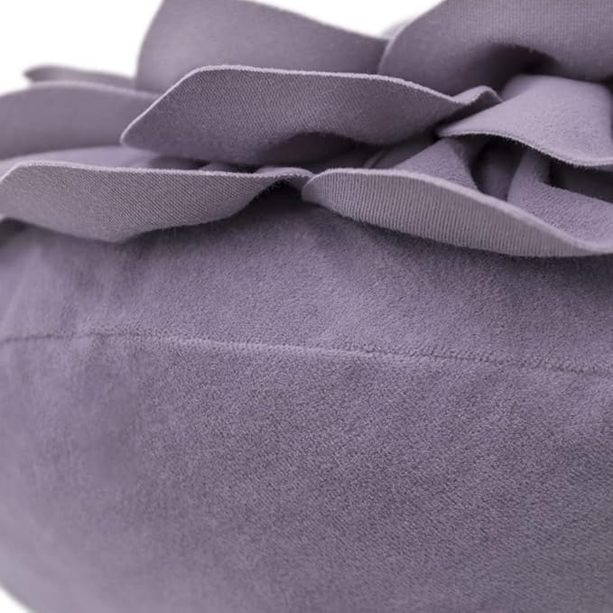 Decorative 3D Flower Throw Pillows with Insert Included Accent Round Pillow Handmade Cushion for Couch Bed Chair Living Room Home Decor 14 Inch Purple