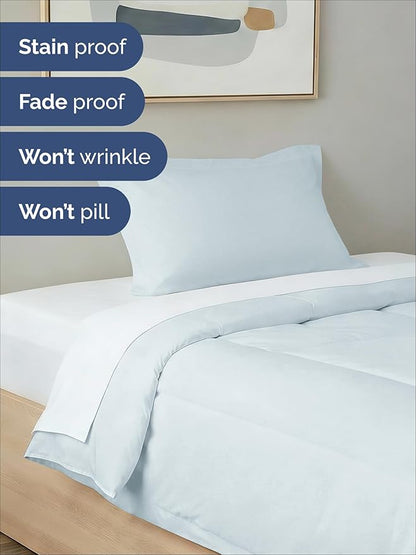 Twin XL Comforter Set - 2 Piece Bed Set for All Seasons - 1 Soft Quilted Comforter with Corner Tabs & 1 Pillow Sham - Comfy & Breathable - Premium Down Duvet Insert - Oeko-TEX - Twin XL Size, Ice Blue