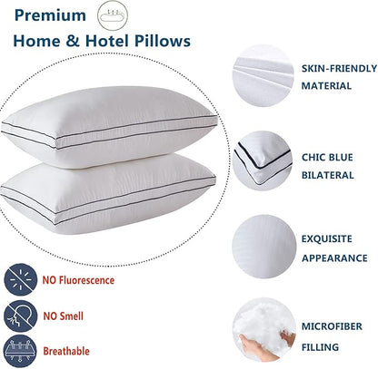 Gehannah Bed Pillows for Sleeping（2 Pack）, Luxury Plush Soft Pillow with Home and Hotel, Breathable Microfiber Cover Skin-Friendly Pillows for Side Back Sleepers (Queen)…