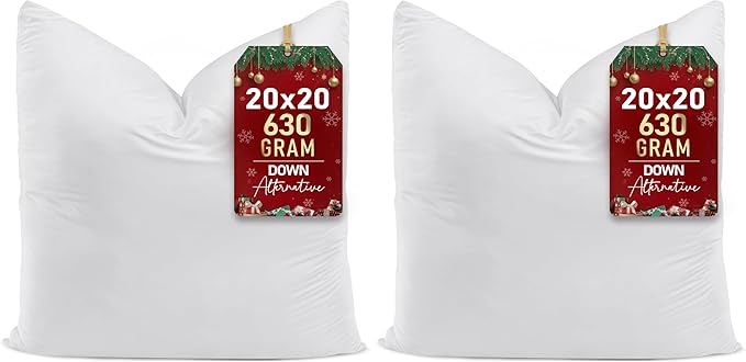 Utopia Bedding Throw Pillows (Set of 1, White) – 20 x 20 Inches Down Alternative Pillows for Bed, Sofa, and Couch - Fluffy Decorative Stuffer Pillow for Indoors & Outdoors (Pack of 2)