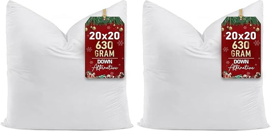 Utopia Bedding Throw Pillows (Set of 1, White) – 20 x 20 Inches Down Alternative Pillows for Bed, Sofa, and Couch - Fluffy Decorative Stuffer Pillow for Indoors & Outdoors (Pack of 2)