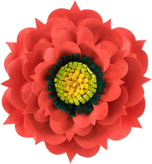 3D Flower Decorative Throw Pillow Accent Handmade Round Pillow Cushion with Insert for Home Couch Bedroom Decor 13 x 13 Inch Reddish Orange