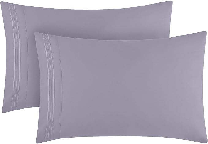 Mellanni Pillow Cases - Luxury, Extra Soft, Cooling Pillow Covers - 2 PC Iconic Collection Pillowcases - Envelope Closure (Standard/Queen 20" x 30", Hazy Lilac)