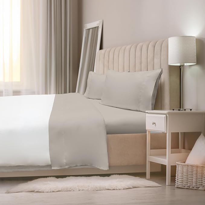 Jennifer Adams Eternal Sheet Set, 4-Piece Microfiber Sheets & Pillowcases - Ultra-Soft, Breathable and Wrinkle-Resistant (Linen, Full)