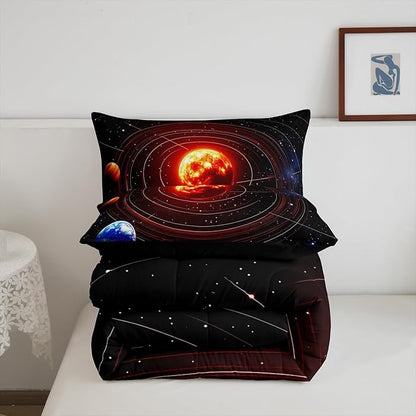 Erosebridal Galaxy Comforter Set Full Size, Planet Down Comforter, Universe Stars Solar System Quilted Duvet, Mysterious Outer Space Cosmic Bedding Set, Super Soft Breathable Lightweight