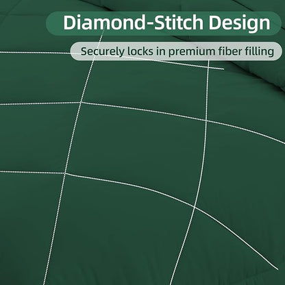 FUANNA 7 Pieces Queen Comforter Set, All Season Bed in a Bag Queen Size, Luxury Soft Bedding Sets with Comforter, Flat Sheet, Fitted Sheet, Pillowcases & Pillow Shams, Emerald Green