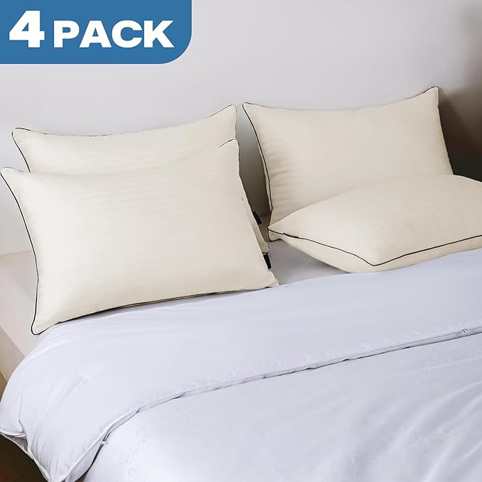 GOHOME Pillows Standard Size Set of 4 - Bed Pillows for Sleeping 4 Pack, Cooling Supportive Hotel Pillows with Premium Soft Down Alternative Fill for Side Stomach and Back Sleepers