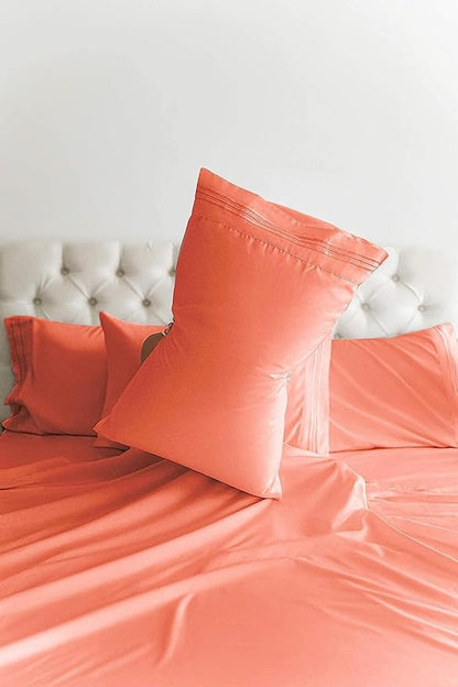 King 6 Piece Sheet Set - Comfy Breathable & Cooling - Ultra Soft Hotel Luxury Bedding Set with 8-16 Inch Deep Pockets - 1 Flat & 1 Fitted Sheet & 4 Pillowcases - Cozy, Wrinkle Free & Easy Care - Coral