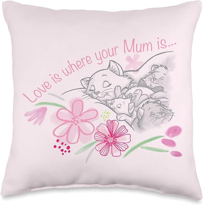 Disney The Aristocats Love is Where Your Mum is Mother’s Day Throw Pillow