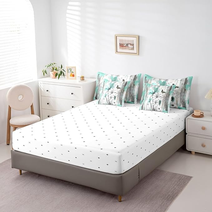Feelyou Flower Comforter Set Twin Size 7 Pieces Vintage Floral Bedding Set for All Season Butterfly Garden Flower Bed in a Bag with Comforter, Sheets, Pillowcases & Cushion Cover
