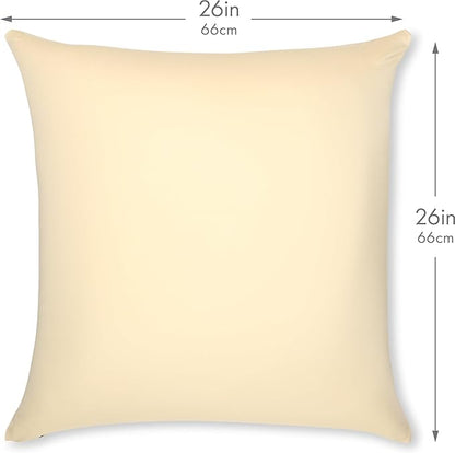 PILLOWY 26x26 Throw Pillowcase (Cover Only) -85/15 Nylon, Spandex -Luxurious, Silky, Stretchy & Soft - 1Pcs Solid Color -A Perfect Choice for Couch Chairs Sofa Bed Adult/Kids Bedroom, Off White-Creme