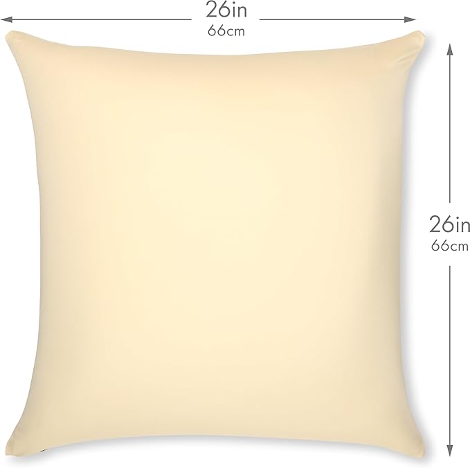 PILLOWY 26"x26" Throw Pillow - Off white- Creme: 1Pcs Luxurious Premium Microbead Pillow With 85/15 Nylon/Spandex Fabric. Forever Fluffy, Outstanding Beauty & Support. Silky, Soft & Beyond Comfortable