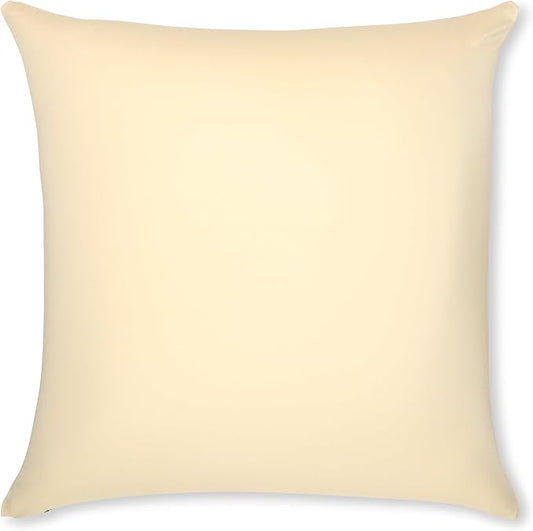 PILLOWY 22"x22" Throw Pillow - Off white- Creme: 1Pcs Luxurious Premium Microbead Pillow With 85/15 Nylon/Spandex Fabric. Forever Fluffy, Outstanding Beauty & Support. Silky, Soft & Beyond Comfortable