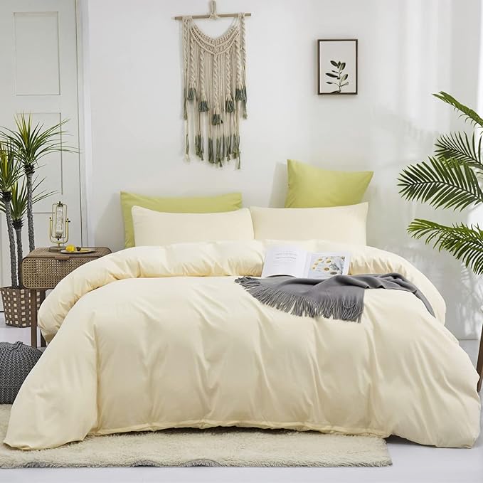 KAREVER Ivory Comforter Set Off White Bedding Set Beige Comforter Set Men Breathable Ivory Bedding Set Women Soft Off White Ivory Bedding Comforter Set, Cal King (104" X 96" )
