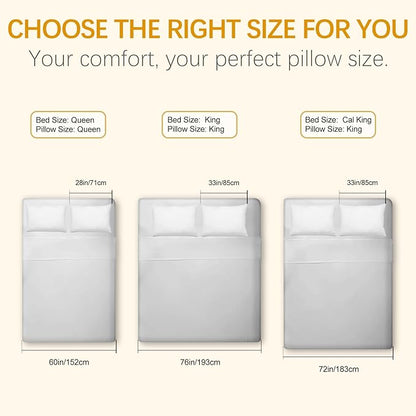 Neck Support Shredded Memory Foam Pillows for Sleeping, Adjustable Firm Pillow for Side, Back and Stomach Sleepers, Very Soft ＆ Warm for Winter ＆ Spring, King Size Set of 2（18 * 33inch）