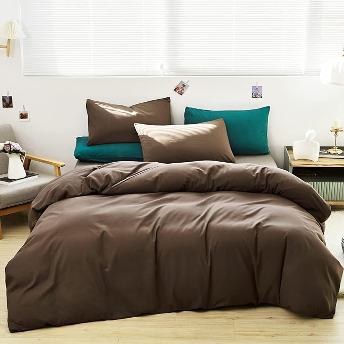 Cottonight Brown Comforter Set Twin Men Boys All Brown Bedding Comforter Set Dark Color Quilts Blanket 3 Piece Breathable Soft Comforter with 2 Pillowcases for Adults Teens Kids Twin Bed