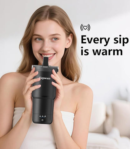 Kepwam T3 Self-Heating Travel Mug 20oz, Temperature-Controlled Coffee Warmer Mug, Smart Travel Coffee Mug Keep Coffee Drinks Hot, Heated Mug Great for Driver Outdoor Fits Car Cup Holders