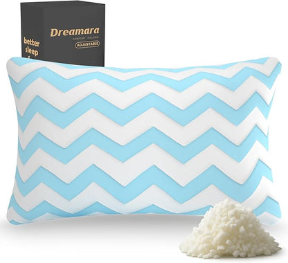 Dreamara Cooling Bed Pillows King Size – Adjustable Loft Shredded Memory Foam Pillows for Side, Back & Stomach Sleepers, Supportive & Breathable for Hot Sleepers (Blue)