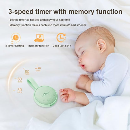 White Noise Sound Machine, Portable Sound Machine for Sleeping Adults & Baby, with Bluetooth 5.1/24 Soothing Sounds/Battery Powered/3 Timer Memory Function for Office/Bedroom/Travel（Green）