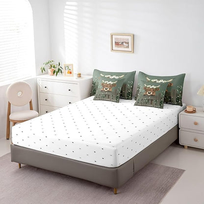 Erosebridal 7Pcs Farmhouse Highland Cow Twin Bedding Sets for Boys Kids Rustic Funny Animal Bed Set, Cute Brown Cow Comforter + Flat Sheet + Fitted Sheet + 2 Pillowcases + 2 Throw Pillow Covers