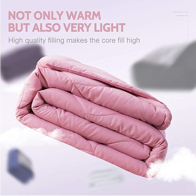 Decroom Lightweight Queen Comforter Set with 2 Pillow Sham - 3 Pieces Set - Quilted Down Alternative Comforter/Duvet Insert for All Season - Pink - Queen Size