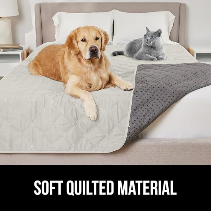 GORILLA GRIP Waterproof Bed Cover for Dogs, 102x82, Gripped Slip Resistant Backing, Leak Proof Washable Dog Blanket Covers Sofa, Couch, Sectional, Crate, Car, RV Seats Pet Puppy Essentials Light Taupe