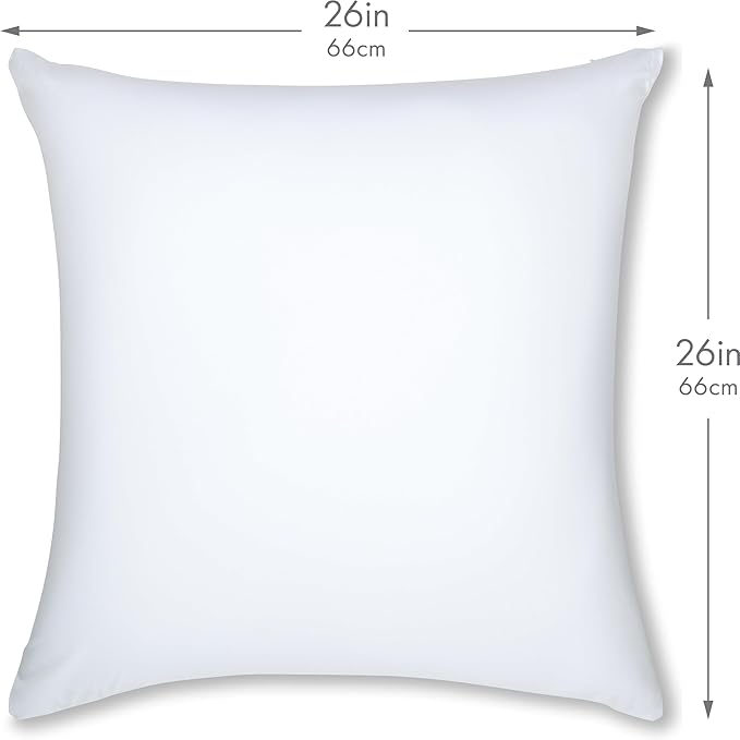 PILLOWY 26" x 26" Throw Pillow - White: 1 PCS Luxurious Premium Microbead Pillow with 85/15 Nylon/Spandex Fabric. Forever Fluffy, Outstanding Beauty & Support. Silky, Soft & Beyond Comfortable