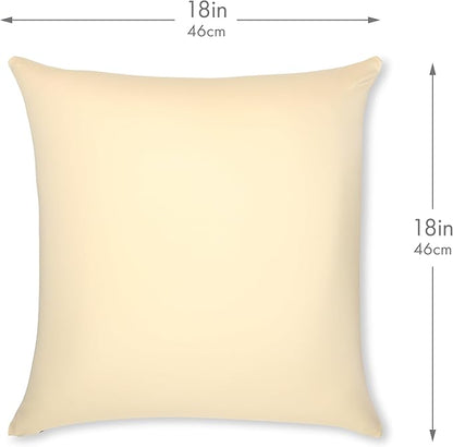 PILLOWY 18"x18" Throw Pillow - Off white- Creme: 1Pcs Luxurious Premium Microbead Pillow With 85/15 Nylon/Spandex Fabric. Forever Fluffy, Outstanding Beauty & Support. Silky, Soft & Beyond Comfortable