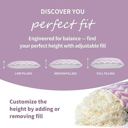 Dreamara Cooling Bed Pillows Queen Size Set of 2 – Adjustable Loft Shredded Memory Foam Pillows for Side, Back & Stomach Sleepers, Supportive & Breathable for Hot Sleepers (Mauve)