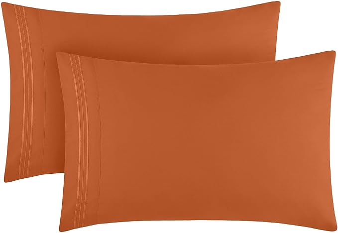 Mellanni Pillow Cases - Luxury, Extra Soft, Cooling Pillow Covers - 2 PC Iconic Collection Pillowcases - Envelope Closure (Standard/Queen 20" x 30", Terracotta)